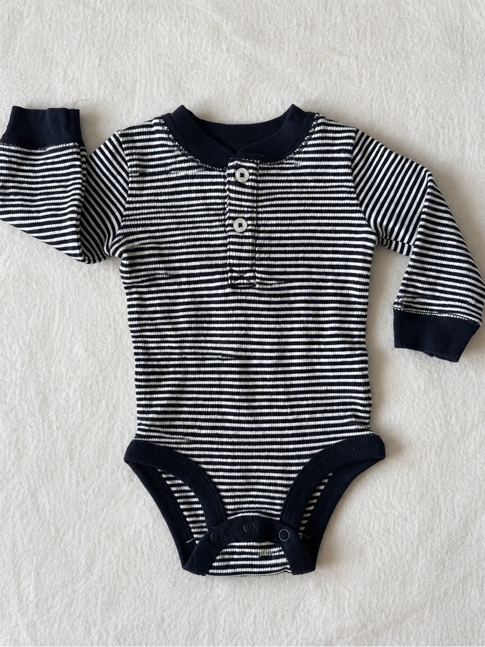 Striped Black & White Long-Sleeve Baby One-Piece